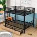 Mason & Marbles Cirrus Full over Full 2 Drawers Metal Convertible Bunk Bed Metal in Black/Gray | 64 H x 56 W x 78 D in | Wayfair