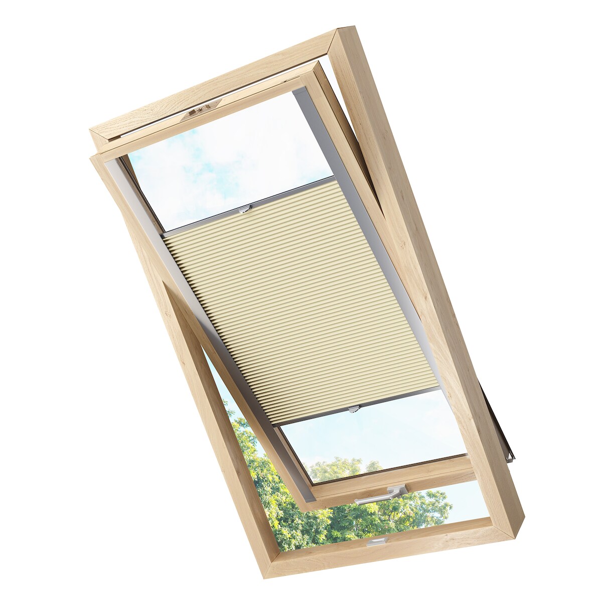 KS Handel 24 Dachfensterplissee Faltrollo Thermo verdunkelnd passend für Fakro 94x118 Sand Image