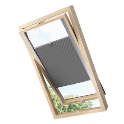 KS Handel 24 Dachfensterplissee Faltrollo Thermo verdunkelnd passend für Fakro 78x118 Dunkelgrau Image