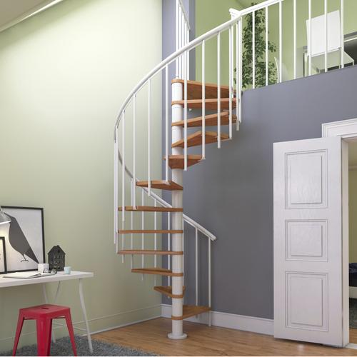 „DOLLE Spindeltreppe „“Montreal““ Treppen Ø 120 cm, Stufen lackiert, Geländer und Handlauf weiß Gr. gewendelt, braun (braun, weiß) Treppen“
