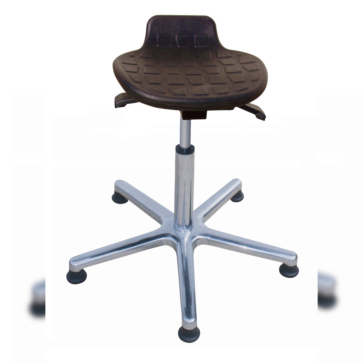 PROREGAL Stehhilfe Orlando | Sitzhöhe 51-77cm | Ø 61cm | Tragfähigkeit 110kg | Polyurethane-Sitz | Aluminium-Fußkreuz & Gleiter | Schwarz Image