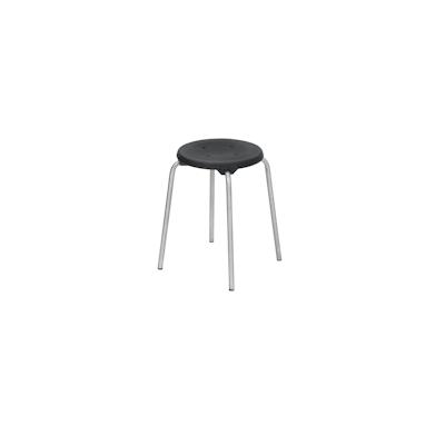 Chefgastro PROREGAL Edelstahl Stapelhocker Colorado High | HxØ 58x35cm | Tragfähigkeit 110kg | Polyurethane-Sitz | ideal für Lebensmittelindustrie | Schwarz Image
