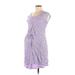 Motherhood Casual Dress - Mini Scoop Neck Sleeveless: Purple Print Dresses - Women's Size Medium Maternity