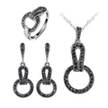 Ensembles de bijoux vintage pour femmes collier CZ noir boucles d'oreilles accessoires de bijoux