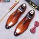 Chaussures Oxford en cuir véritable faites à la main pour hommes chaussures provoqué Brogue