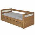 Pack lit banquette gigogne avec matelas bois massif bois 90x190 cm