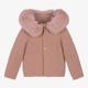 Paz Rodríguez Girls Pink Wool Knit Hooded Jacket