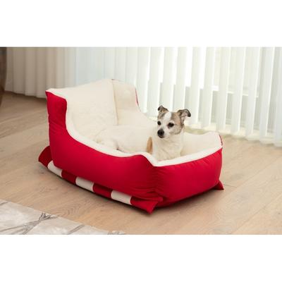 Sherry Kline Red Velvet Sleigh Holiday Dog/Cat Bed