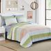 King 100% Cotton Reversible Quilt Set Green Blue