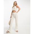 Miss Selfridge holey crochet knit wide leg trouser co-ord in cream-White