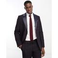 Harry Brown slim fit tartan suit jacket in navy & red-Multi