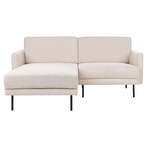 Ecksofa Hellbeige Stoff Rechtsseitig 2-Sitzer Sofa mit Schwarzen Metallfüßen Glamour Modern Wohnzimmer Büro Arbeitszimmer Wohnküche Esszimmer