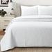 Full/Queen Medallion Reversible Cotton Quilt Set White