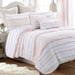 3pc Queen Princess Ruffled 100%Cotton Quilt Set Pink