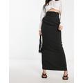 ASOS DESIGN maxi pencil skirt with belt in black pinstripe