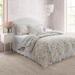 3pc Full/Queen Floral Quilt Set Reversible Extra Soft Grey Pink