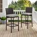 Asilomar Brown Deluxe Wicker Bar Stools with Grey Cushions (Set of 2) by Havenside Home