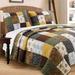 3pc Full/Queen Real Patchwork 100%Cotton Quilt Set Brown
