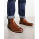 Red Tape leather brogue chelsea boots in tan-Brown