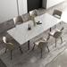 7 Piece 62.9 inch to 94.4 inch Extendable Dining Table Set with Sintered Stone Top 6 Chairs