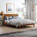 GALANO Layton Amber Walnut Wood Frame Queen Platform Platform Bed with Headboard