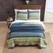 3pc Full/Queen Plaid Quilt Set Reversible Super Soft Light Green Blue