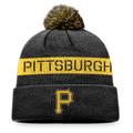 Men's Fanatics Branded Black/Gold Pittsburgh Pirates League Logo Cuffed Knit Hat with Pom