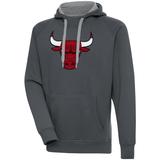 Men's Antigua Charcoal Chicago Bulls Victory Pullover Hoodie