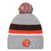 Men's New Era Heather Gray Cleveland Browns Cuffed Knit Hat with Pom