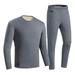 Hesxuno Mens Heated Thermal Underwear Set 18-Zones Heated Skiing Winter Warm Base Layers Tight Long Johns Top & Bottom Set with Fleece Lined Grey