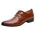 nsendm Male Shoes Adult Mens Shoes 574 Leather Style British Retro Pointed Toe Lace Up Business Casual Pointed Toe Dance Shoes for Men Leather Brown 12.5