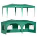 Dtwnek 10 x20 Canopy Outdoor Portable Party Folding Tent with 6 Removable Sidewalls + Carry Bag + 4pcs Weight Bag Green