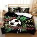 Duvet Cover Set Black Cool Home Textiles 3D Soccer Printed Quilt Covers with Bedding Pillow Full (80 x90 )