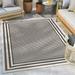 Well Woven Indoor/Outdoor Area Rug 5 3 x 7 3 Frankie Black & Beige Striped Border