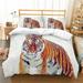 Bed Cover Set Cool Boy Man Duvet Cover Set 3D Tiger Printed Home Textiles Vintage Bedding Covers California King(98 x104 )