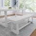Plank+Beam 60 Classic Farmhouse Dining Bench Solid Wood Kitchen Dining Seat Outdoor Bench White Wirebrush