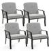 Costway 4 PCS Patio Metal Chairs Outdoor Dining Seat Heavy Duty with Cushions Garden Gray