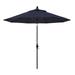 California Umbrella 9 ft. Sun Master Series Aluminum & Fiberglass Crank Collar Tilt Market Umbrella Navy Blue Sunbrella