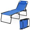 Portable Beach Lounge Chair Folding Recliner with Adjustable Backrest Navy