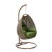 LeisureMod Beige Wicker Indoor Outdoor Patio Hanging Egg Swing Chair Dark Green