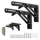 sixwipe 2 Pack Folding Shelf Brackets 14 inch Heavy Duty Metal Collapsible Shelf Bracket DIY L Bracket for Bench Folding Table Shelf Hinge Wall Mounted Space Saving Bracket Max Load: 330lb(Black14-14inch)