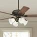 52 Casa Vieja Rustic Farmhouse Indoor Ceiling Fan with LED 4-Light Bronze Walnut Cherry Marbleized Glass Shade Low Profile for Living Room Kitchen