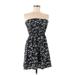 Shein Casual Dress - A-Line Strapless Sleeveless: Black Print Dresses - Women's Size Medium