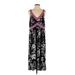 INC International Concepts Casual Dress - Midi V-Neck Sleeveless: Black Floral Dresses - Women's Size 2X-Small