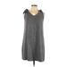 Caslon Casual Dress - Shift V Neck Sleeveless: Gray Marled Dresses - Women's Size Large Petite