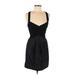BCBGMAXAZRIA Cocktail Dress - Party Plunge Sleeveless: Black Print Dresses - Women's Size 4