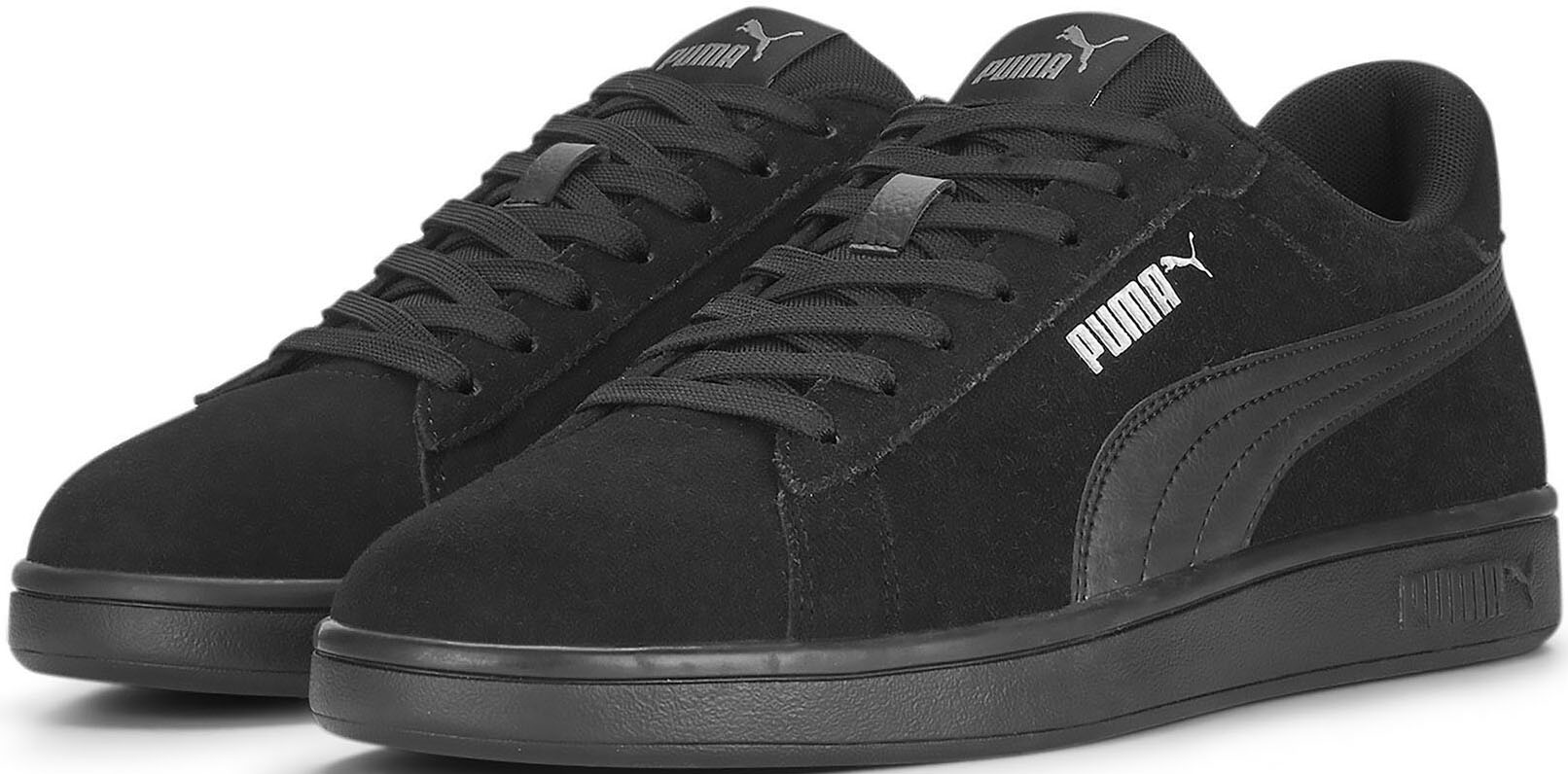 Sneaker PUMA "SMASH 3.0", Herren, Gr. 43, schwarz (puma schwarz, puma schwarz, puma silber), unifarben, Schuhe Sneaker