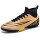 sudorun Indoor Football Boots for Mens Turf Football Cleats Youth AG FG TF Soccer Spikes Shoes Outdoor High Ankle Teenager Trainers(1126 TF Gold 42