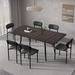 Latitude Run® Antwaan Rectangular Extendable Dining Set Wood/Upholstered/Metal in Black/Brown | 30.12 H x 30.71 W x 62.99 D in | Wayfair