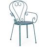 Bizzotto - chaise etienne avec accoudoirs en acier bleu océan